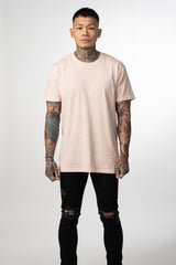 Embroidered white Palm Tee - Light Pink