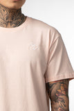 Embroidered white Palm Tee - Light Pink