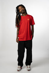 Embroidered Gold Palm Tee - Sf Red